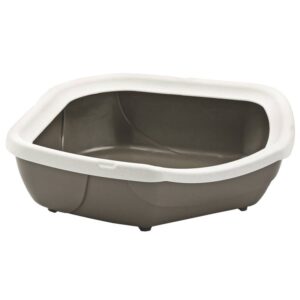Katzentoilette Schalentoilette Eck-Toilette weiss-braun 59,5 x 51,5 x 15,5 cm