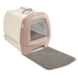 Sparpaket Retro-Katzentoilette Katzenklo mit Schubalde 48,5 x 40 x 41 cm altrosa-beige inkl. Vorlegematte