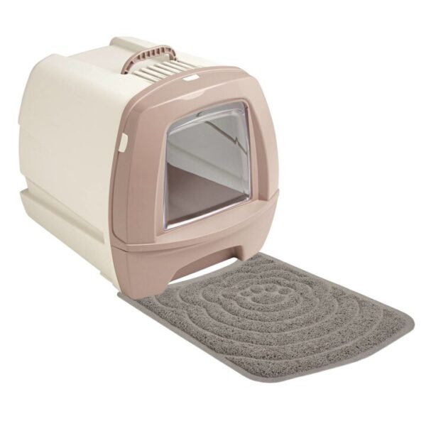 Sparpaket Retro-Katzentoilette Katzenklo mit Schubalde 48,5 x 40 x 41 cm altrosa-beige inkl. Vorlegematte