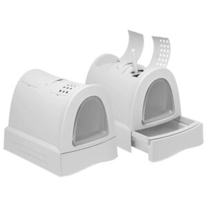 2er Sparpack Katzentoilette Haubentoilette mit Schublade Tragegriff Staufach Kohlefilter Hellgrau (30,00 € pro 1 Stück)