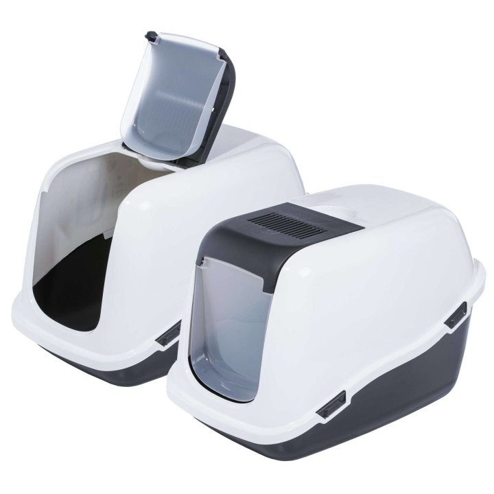 2er sparpack katzentoilette katzenklo haubentoilette mit grosser klappe weiss dunkelgrau 57 x 39 x 41 cm