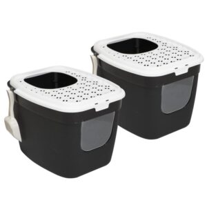 2er Sparpack Katzentoilette Katzenklo mit Einstieg vorne und oben Schwarz-Weiß (24,99 € pro 1 Stück)