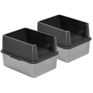 2er Sparpack Katzentoilette mit Edelstahlwanne und Rand 44 x 34 x 30 cm Grau-Silber inkl. Schaufel (37,49 € pro 1 Stück)