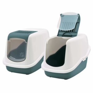 2er Sparpack Katzentoilette NESTOR Haubentoilette in grün-weiss 56 x 39 x 38,5 cm (23,50 € pro 1 Stück)