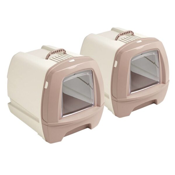 2er Sparpack Retro-Katzentoilette Katzenklo mit Schubalde 48,5 x 40 x 41 cm altrosa-beige (22,50 € pro 1 Stück)