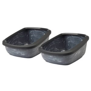 2er Sparpack Schalentoilette Katzentoilette Katzenklo mit Rand ASEO JUMBO schwarz-marmor (24,99 € pro 1 Stück)