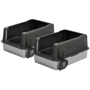 2er Sparpack XXL Katzentoilette mit Edelstahlwanne und Rand 71 x 50,5 x 35 cm Grau-Silber inkl.... (75,00 € pro 1 Stück)