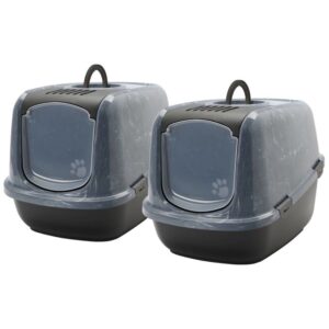 2er Sparpack XXL Katzentoilette NESTOR JUMBO schwarz-marmor für große Katzen 66,5 x 48,5 x 46,5 cm