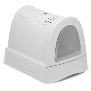 Katzentoilette Haubentoilette mit Schublade Tragegriff Staufach Kohlefilter Hellgrau