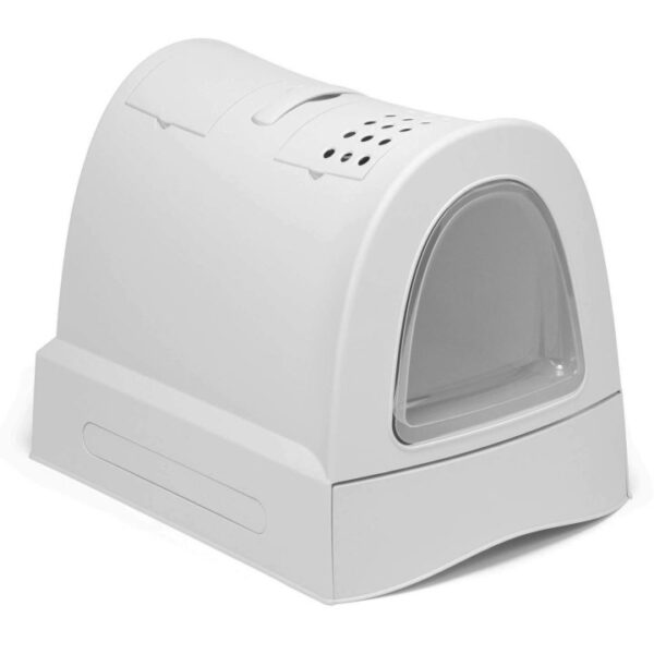 Katzentoilette Haubentoilette mit Schublade Tragegriff Staufach Kohlefilter Hellgrau
