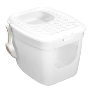 Katzentoilette Katzenklo mit Einstieg vorne und oben 54 x 44 x 41 cm Weiß