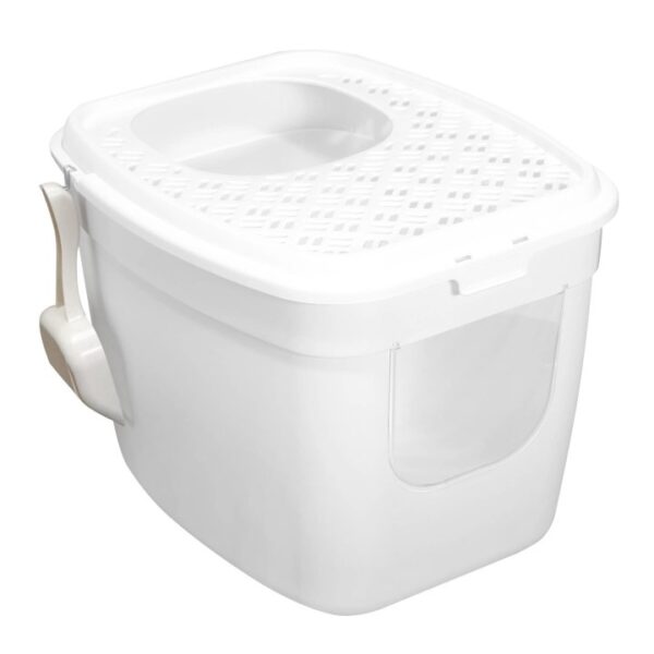 Katzentoilette Katzenklo mit Einstieg vorne und oben 54 x 44 x 41 cm Weiß