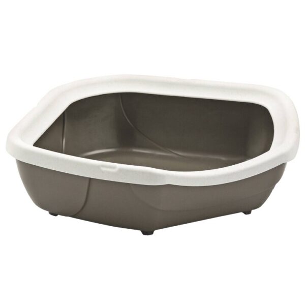 Katzentoilette Schalentoilette Eck-Toilette weiss-braun 59,5 x 51,5 x 15,5 cm