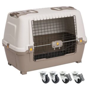 Sparset Hundebox Transportbox Autobox für Hunde Skudo Car 89 x 51 x 60 cm + Rollensatz